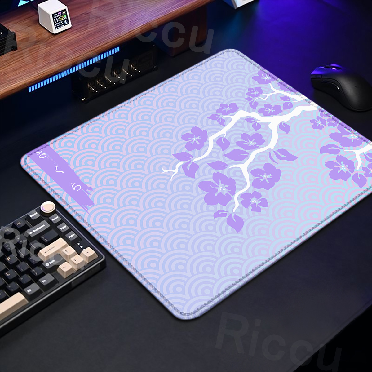 Tradescantia Purple - Purple Sakura Table Pad Gaming Mice