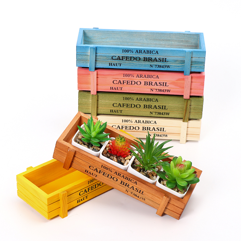 Natural Wooden Flowerpot Garde - Echeveria Succulent ulasan dan harga