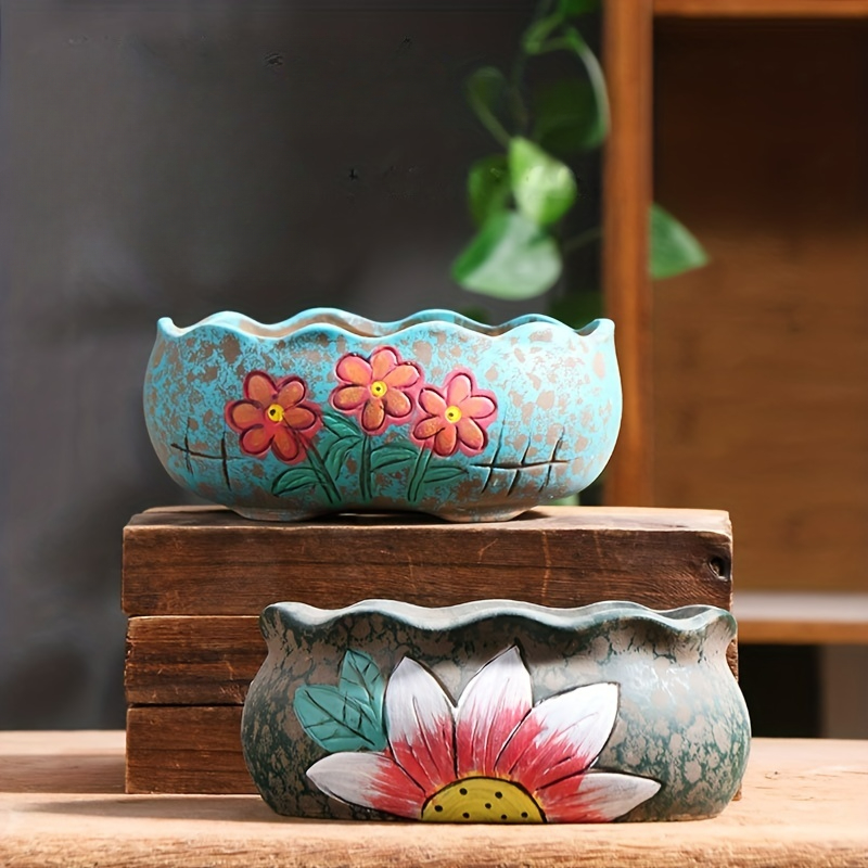 Vintage Hand-Painted Ceramic S - Echeveria Succulent ulasan dan harga