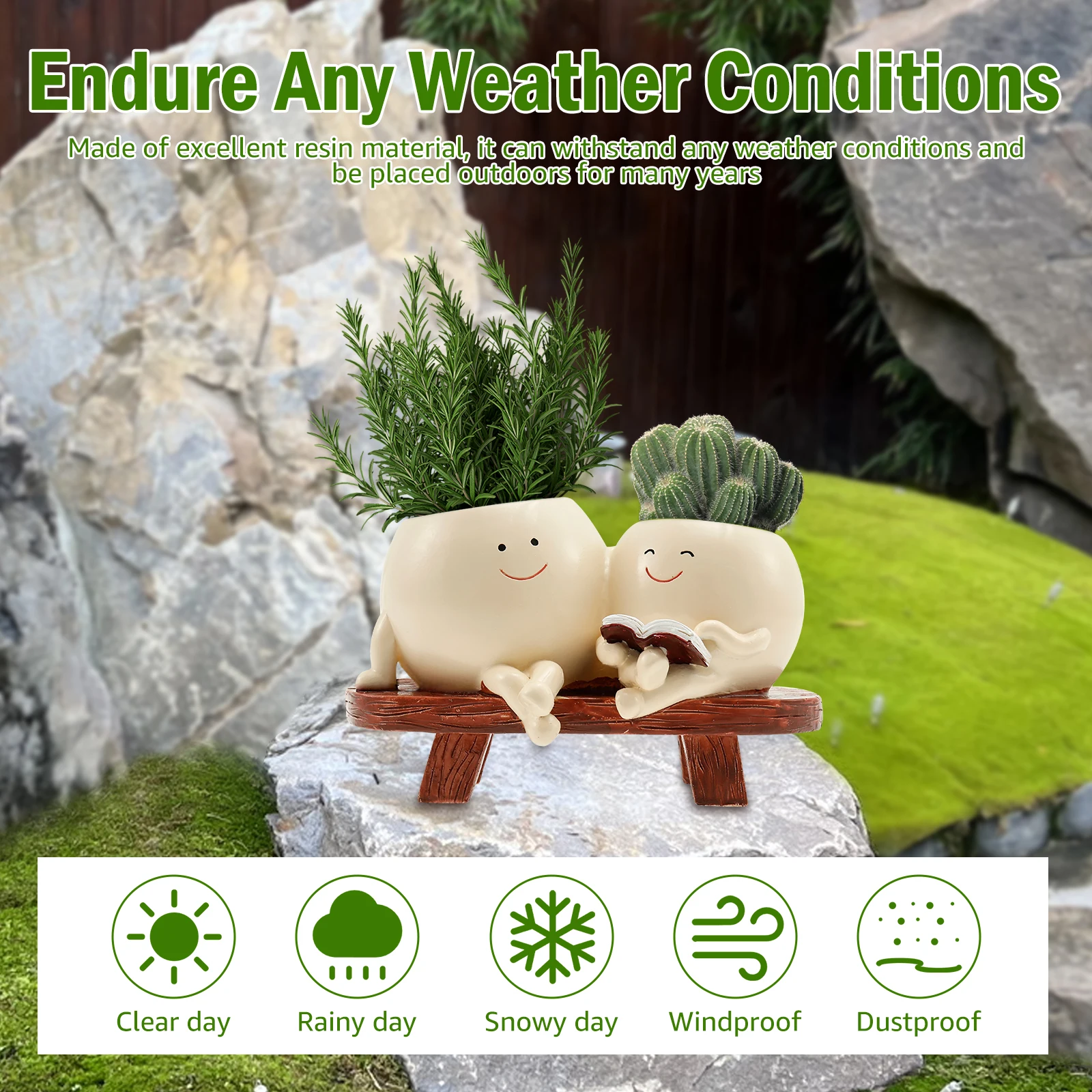 Smile Face Planter Resin Flowe - Echeveria Succulent ulasan dan harga